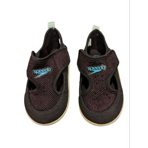 Speedo Swim Shoes Boys Med 7/8 Hybrid Black/Blue Water Shoes